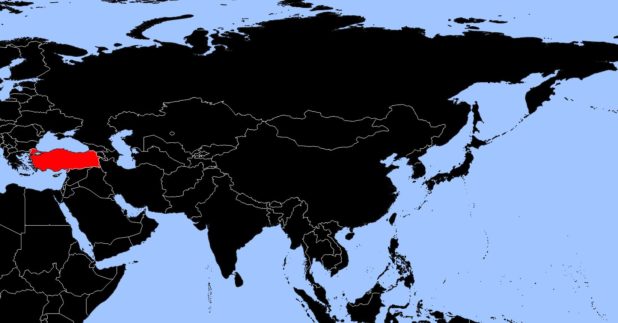 Turkey on a Map of Asia