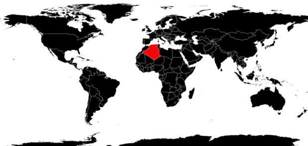 Algeria on a World Map