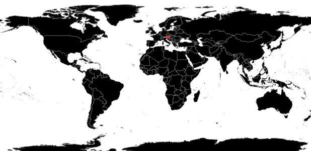 Austria on a world map
