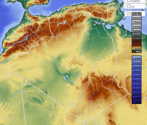 Relief Map of Algeria