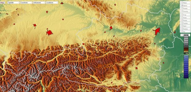 Relief map of Austria