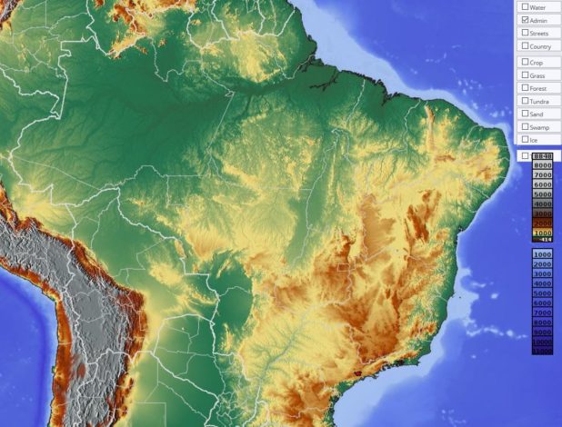 Relief map of Brazil