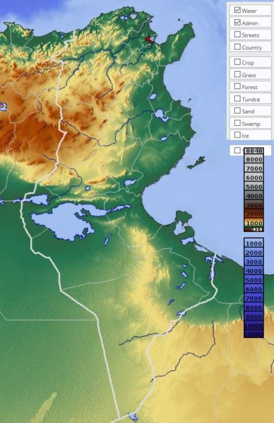 Relief Map of Tunisia