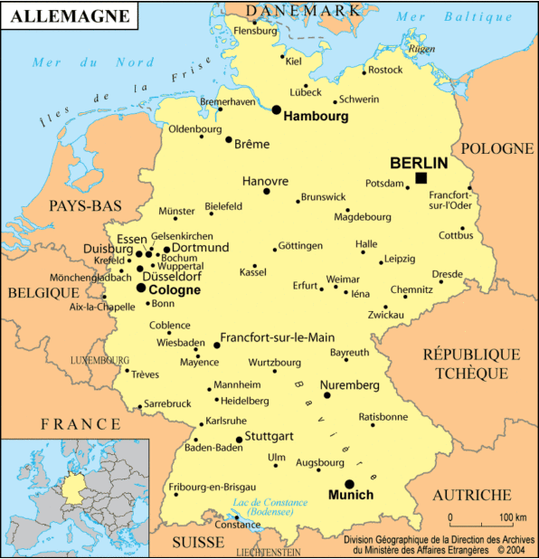 Map of cities in Germany