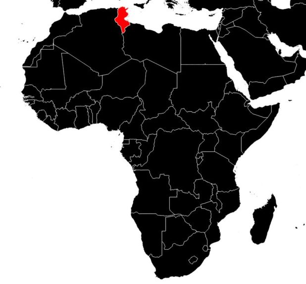 Tunisia on a Map of Africa