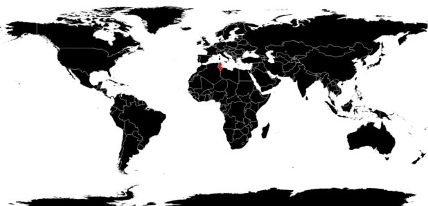 Tunisia on a World Map