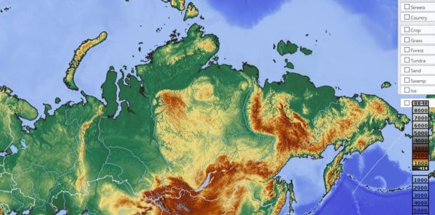 Relief map of Russia