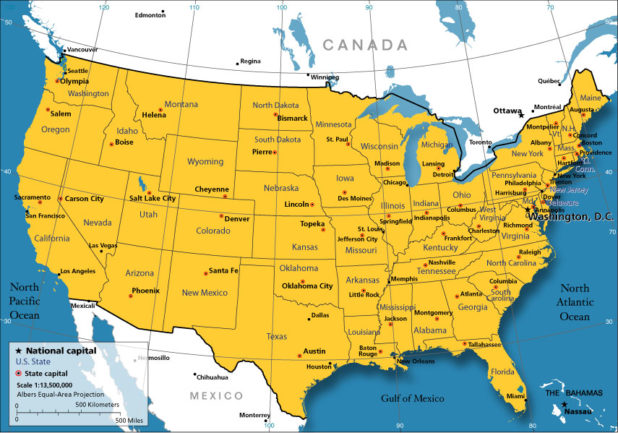 Map of the USA (United States)