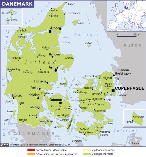 Map of cities in Denmark