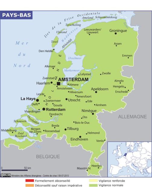 Map of the cities of the Netherlands