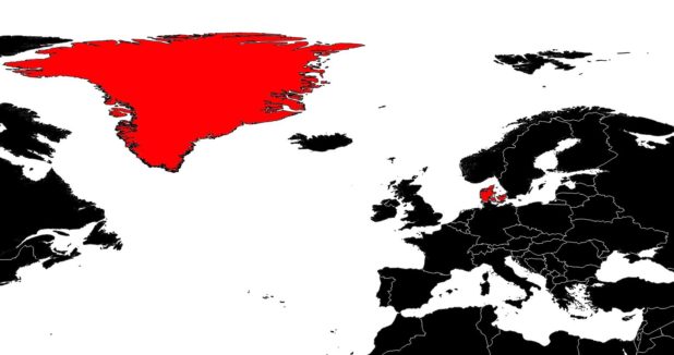 Denmark on a map of Europe