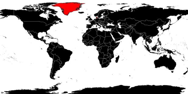 Denmark on a world map