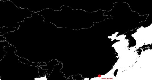 Hong Kong on a map of China