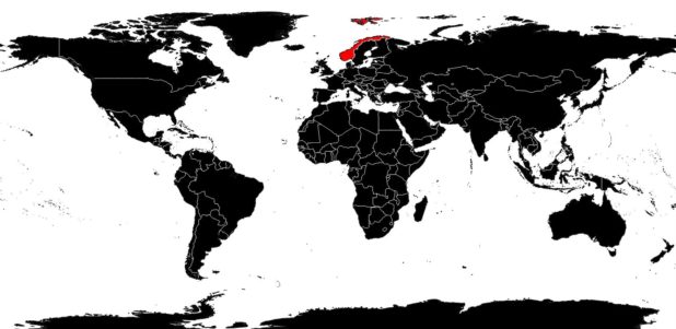 Norway on a world map