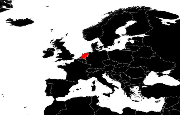 Netherlands on a map of Europe