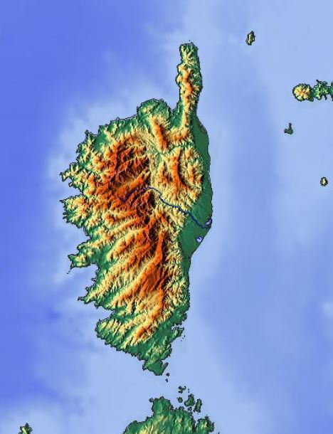 Relief map of Corsica