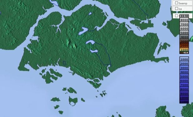 Relief map of Singapore