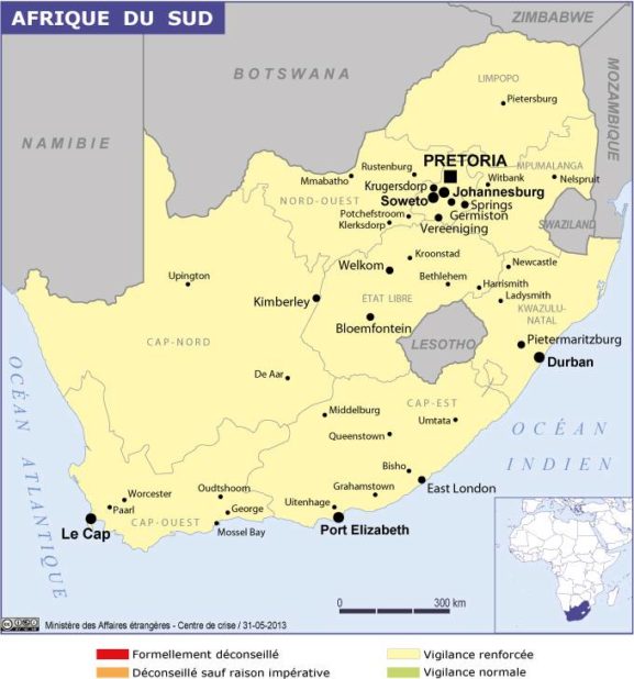 Mapa de las ciudades de Sudáfrica