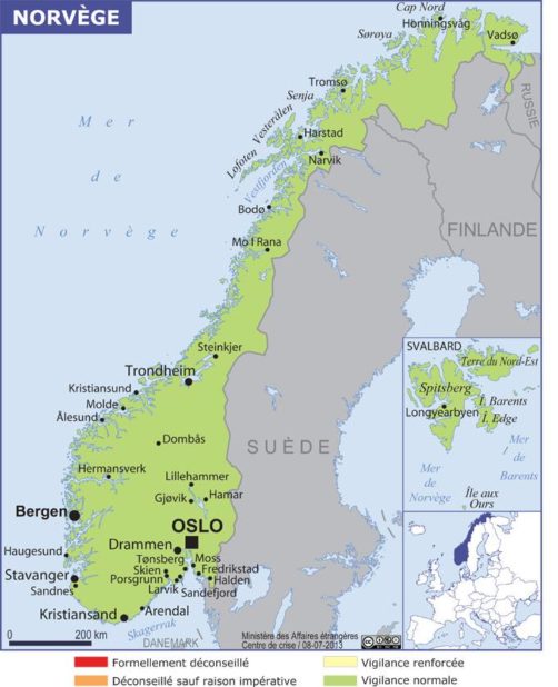 Map of cities in Norway