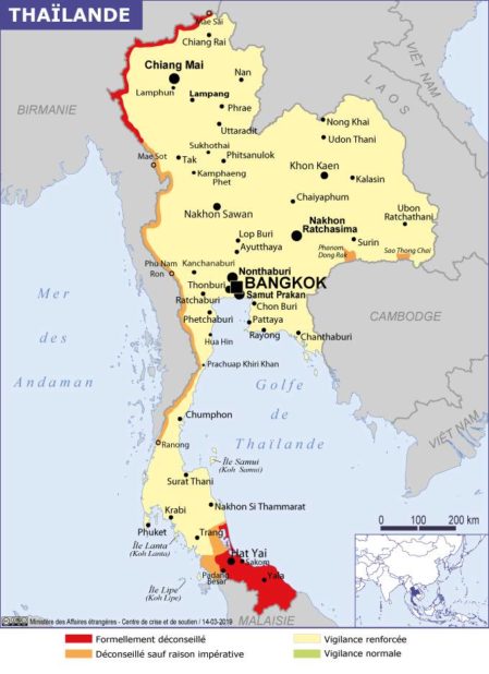 Mapa de las ciudades de Tailandia
