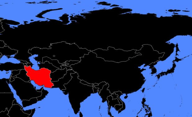 Iran on a map of Asia