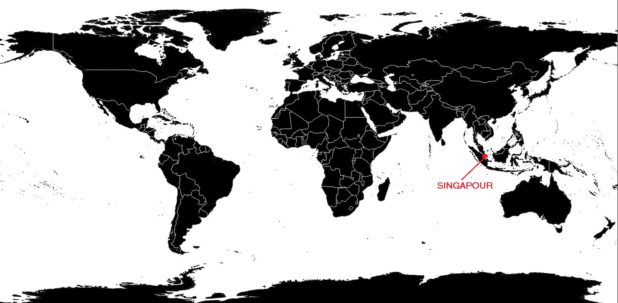 Singapore on a world map