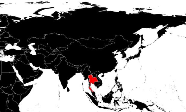 Tailandia en un mapa de Asia