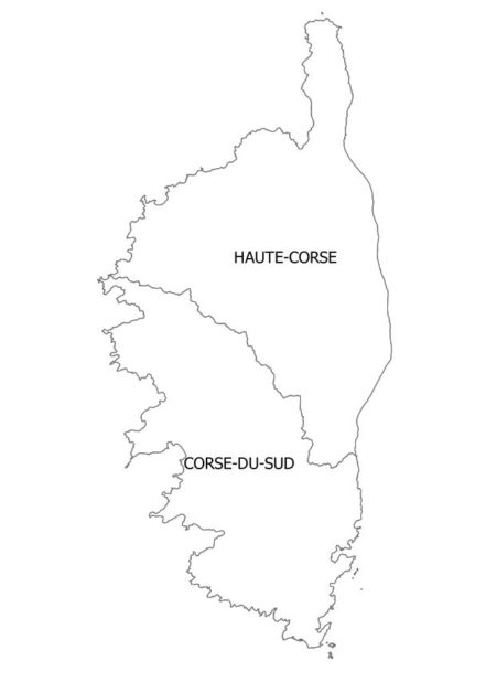 Map of Corsica departments