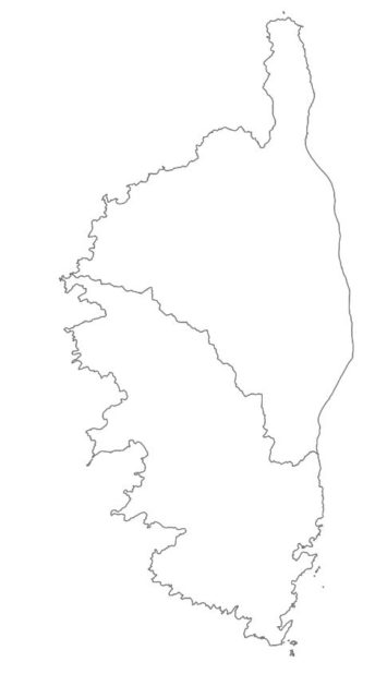 Blank map of Corsica departments