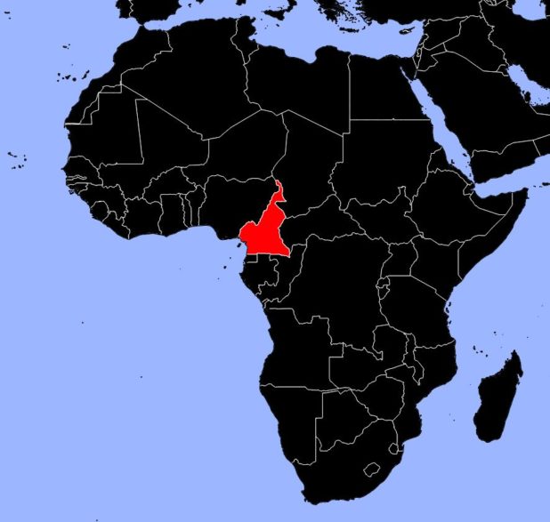 Camerún en un mapa de África