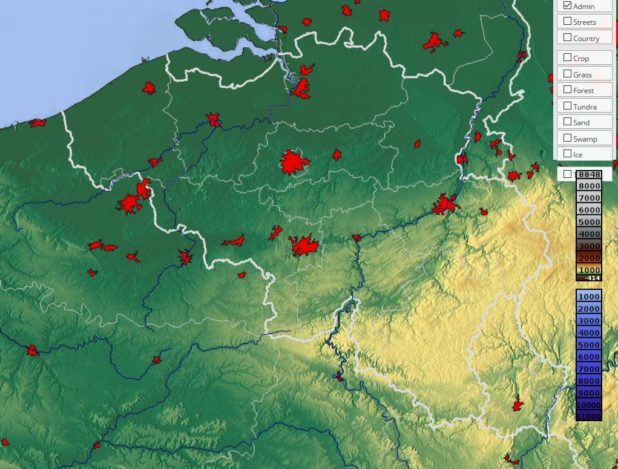 Relief map of Belgium
