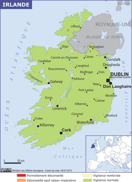 Map of cities in Ireland