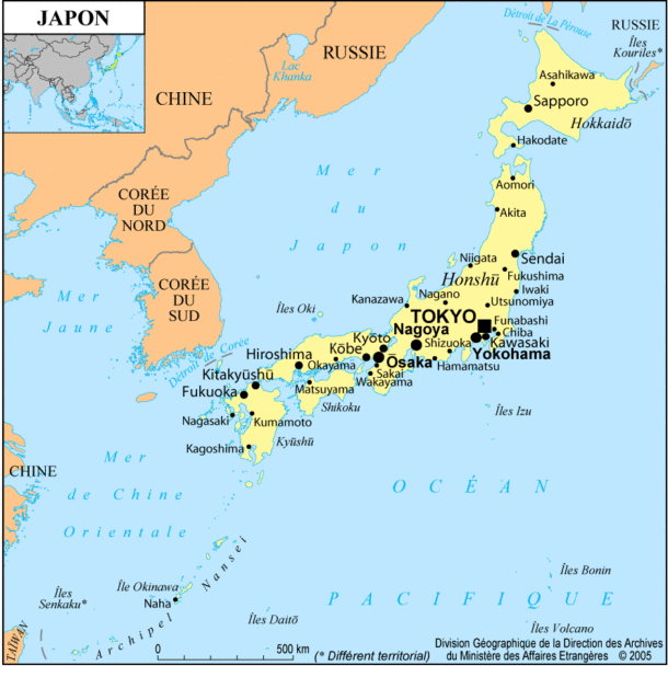 Map of cities in Japan