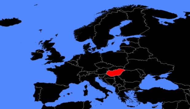 Hungary on a Map of Europe