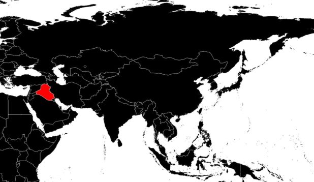 Iraq on a map of Asia