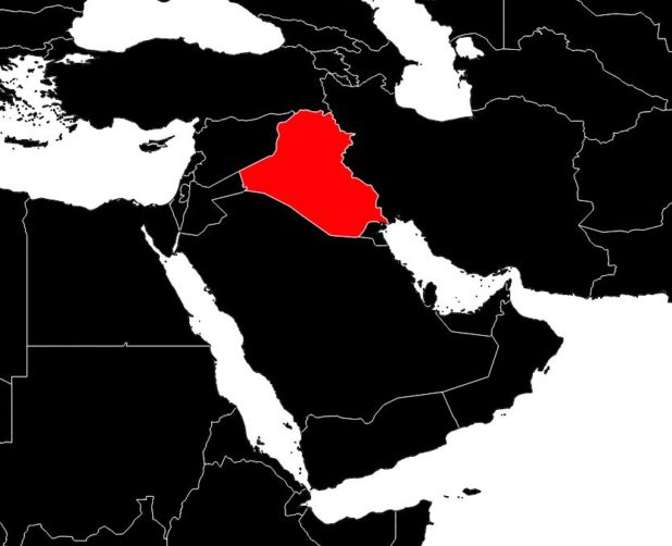 Iraq on a map of the Middle East