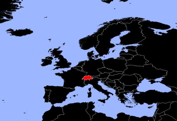Switzerland on a Map of Europe