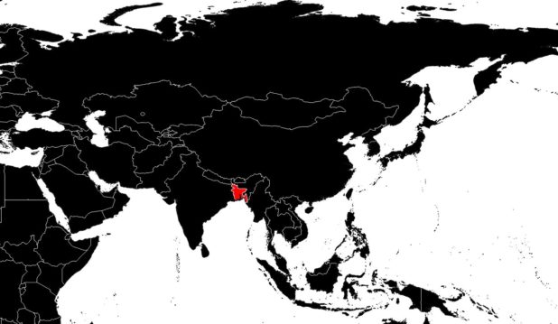 Bangladesh on a map of Asia