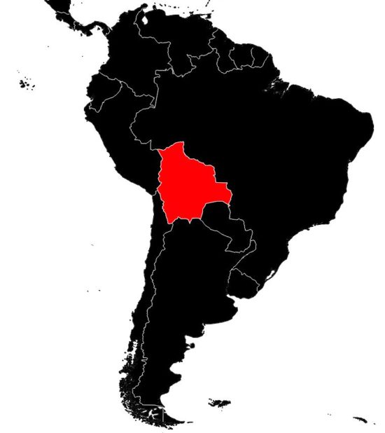 Bolivia on a map of South America