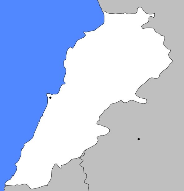 Blank map of Lebanon
