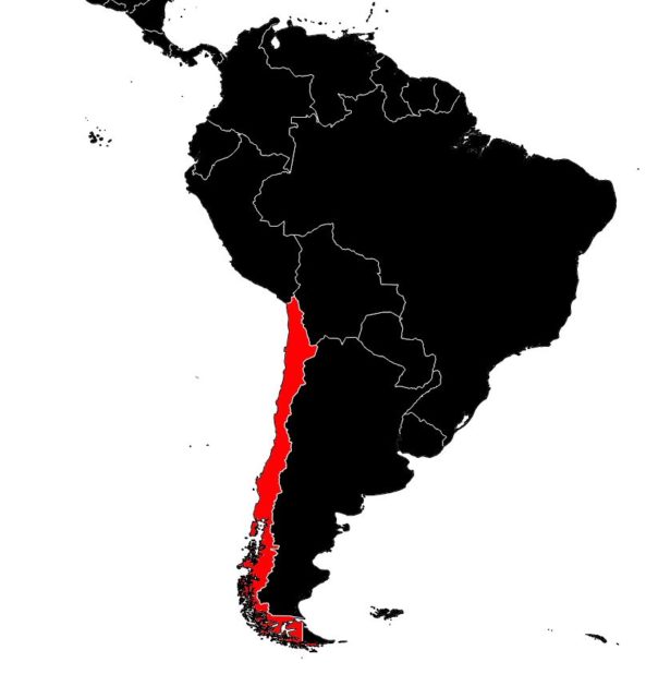 Chile on a map of South America