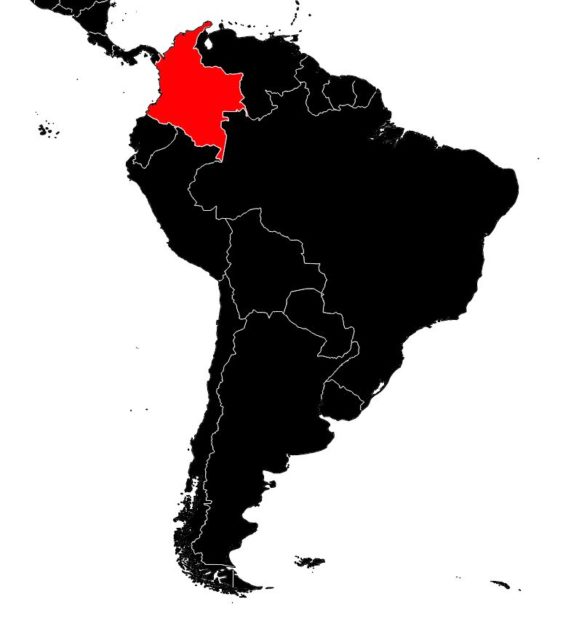 Colombia on a South America map