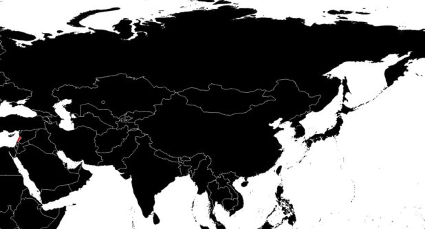 Lebanon on a map of Asia