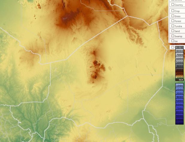 Relief map of Niger