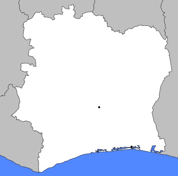 Blank map of Ivory Coast