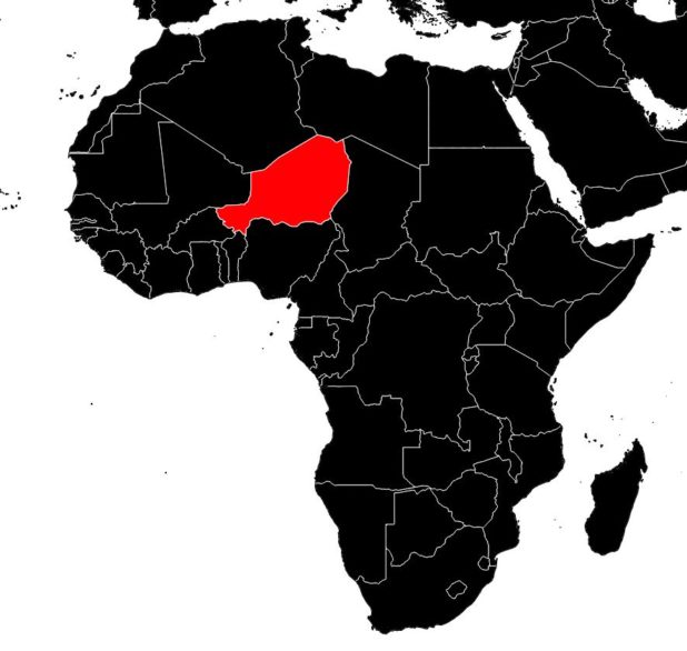 Niger on a map of Africa