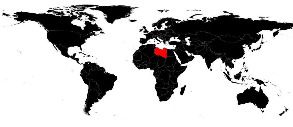 Libya on a world map