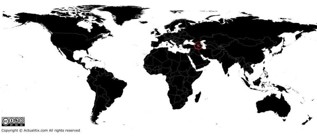 Armenia on a world map