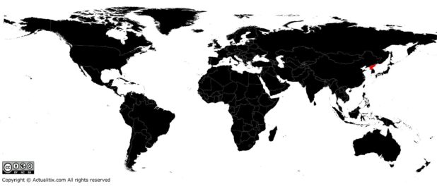 North Korea on a world map